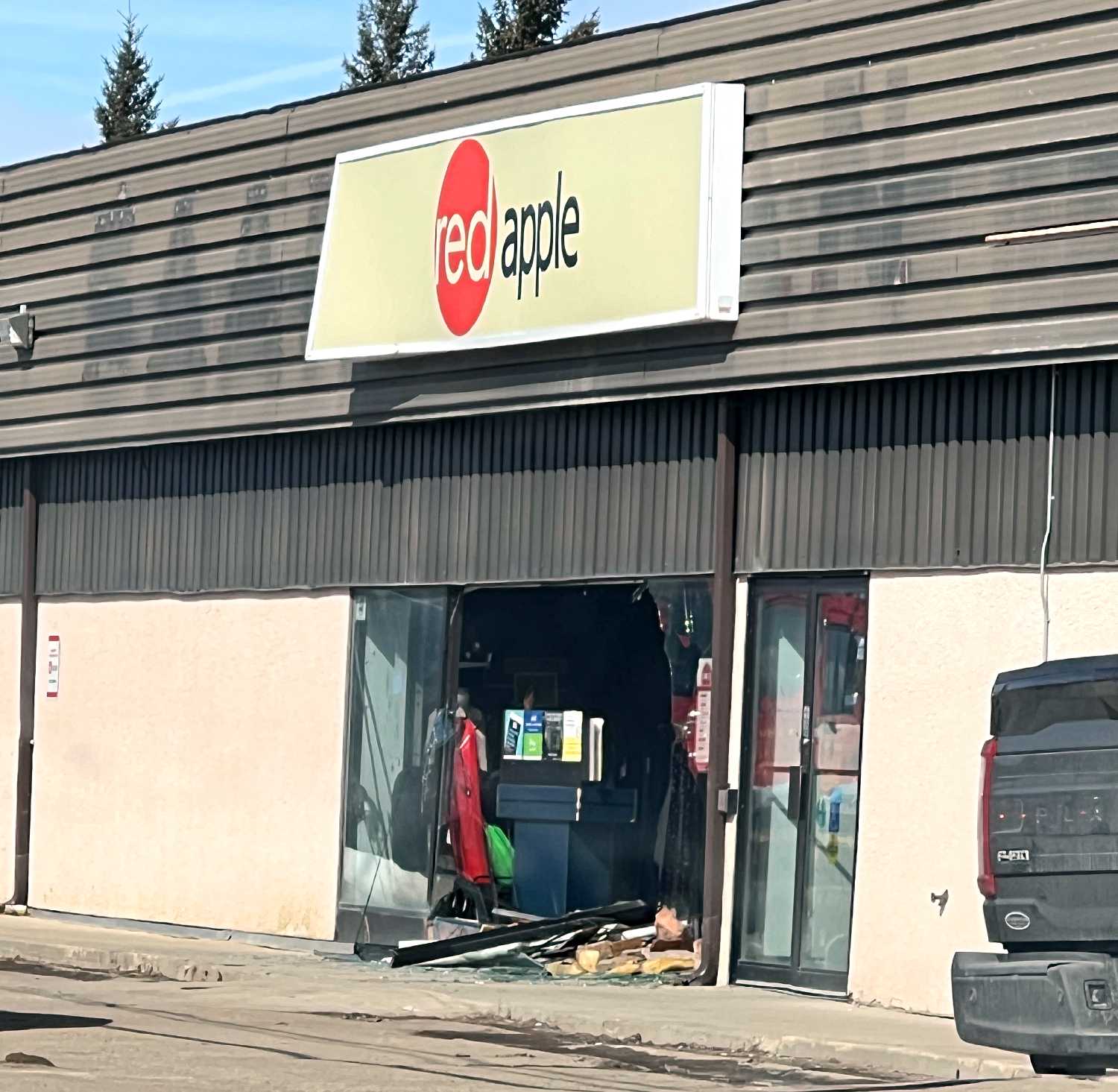 The front of the Red Apple after the accident on March 17